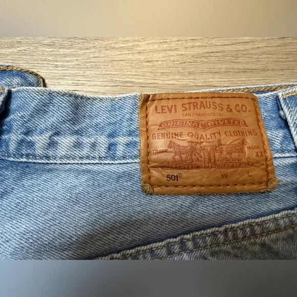 Levi's 501 Light Blue Denim Short - Picture 4 of 9